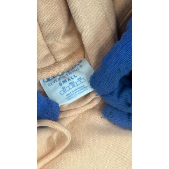Champion Reverse Weave Hoodie Mens S Peach Apricot Orange Pastel Pullover Logo - Picture 2 of 3